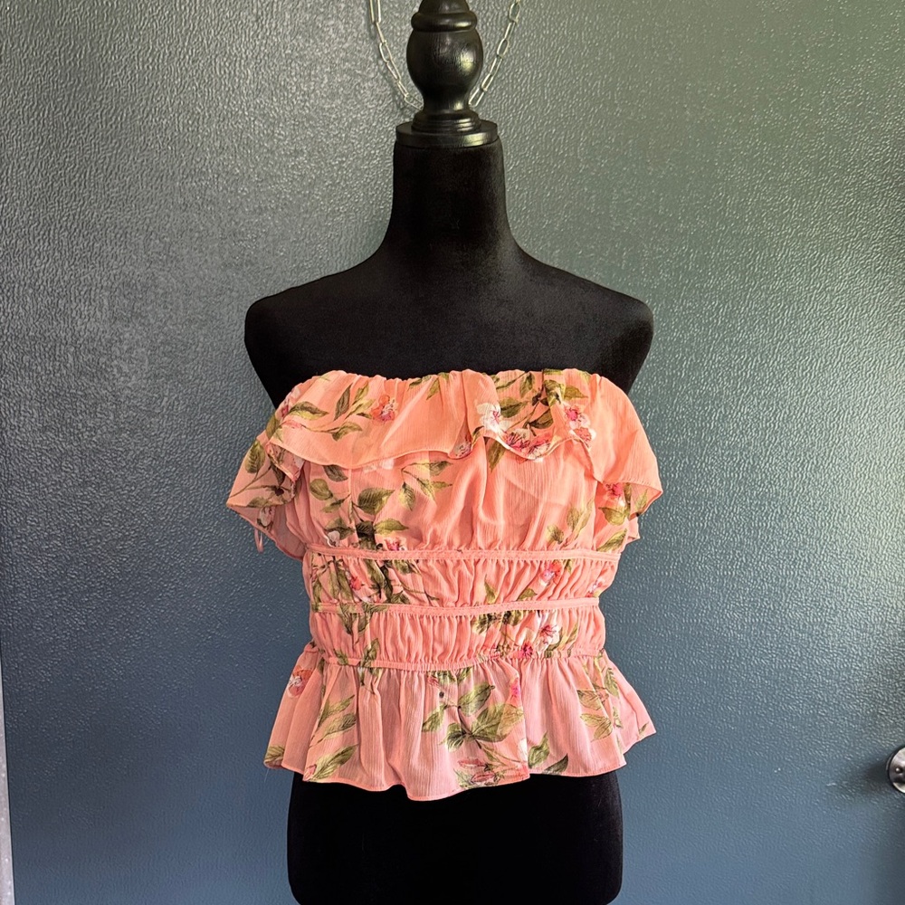 Floral Peach Tube Top